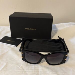 Dolce & Gabbana Black Sunglasses with Gold Accents